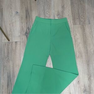 Alice + Olivia Green Wide Leg Trouser Pants with Pockets